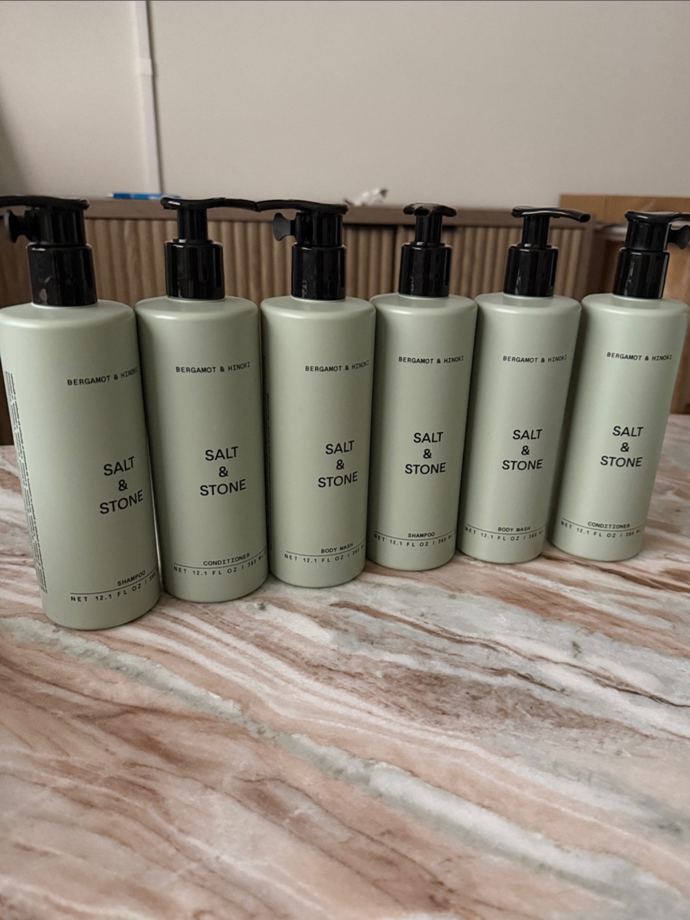 Salt & Stone Bergamot & Hinoki shampoo conditioner & body wash w/ 3 bar soaps 🧼